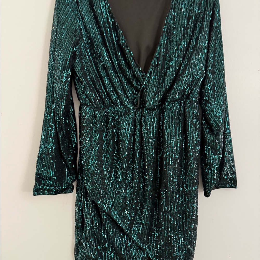 Emerald Sequin V-Neck Mini Dress